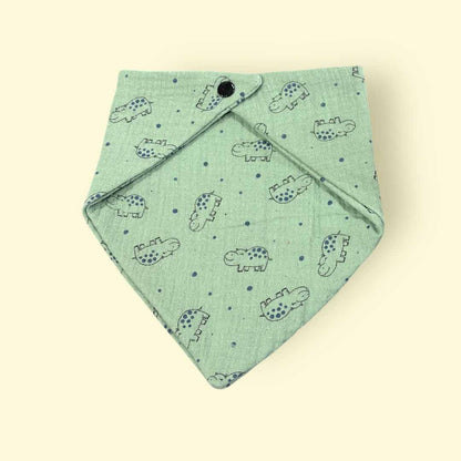 Green Hippo Dribble Bib - Jumplings Clothes_Just Makers