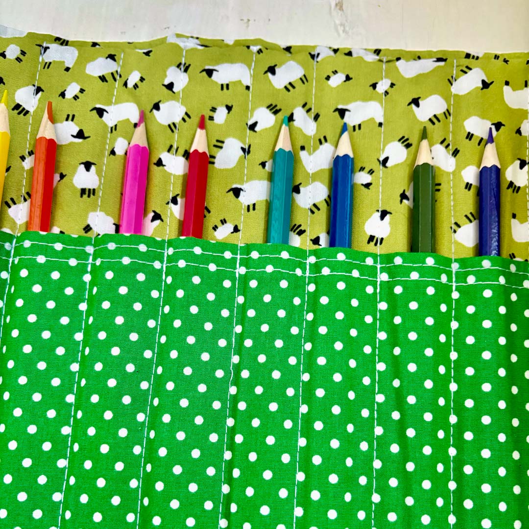 Green Sheep Pencil Roll - Made by Marianne_Just Makers