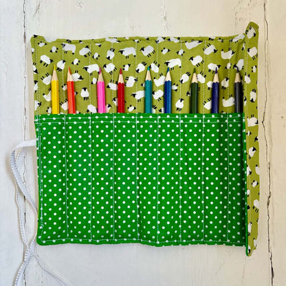 Green Sheep Pencil Roll - Made by Marianne_Just Makers