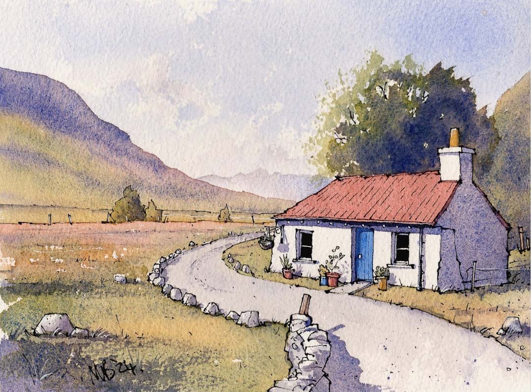 Gualachulain Bothy A5 Mounted Print - Matty Burnham - Just Makers Matty Burnham
