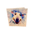 A square greeting card featuring a watercolor painting of a dog&