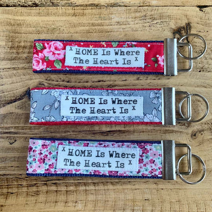 HOME Is Where The Heart Is Key Ring - Touchy Feely Textiles_Just Makers