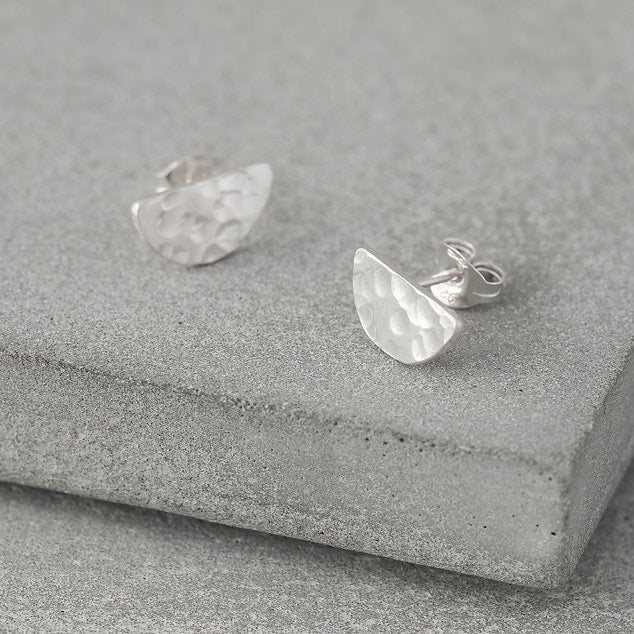 Half Moon Hammered Studs - Tori Foster Jewellery_Just Makers