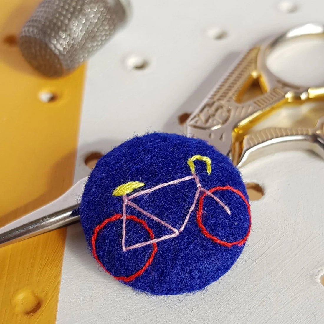 Hand Embroidered Bicycle Badge - AmyPanda