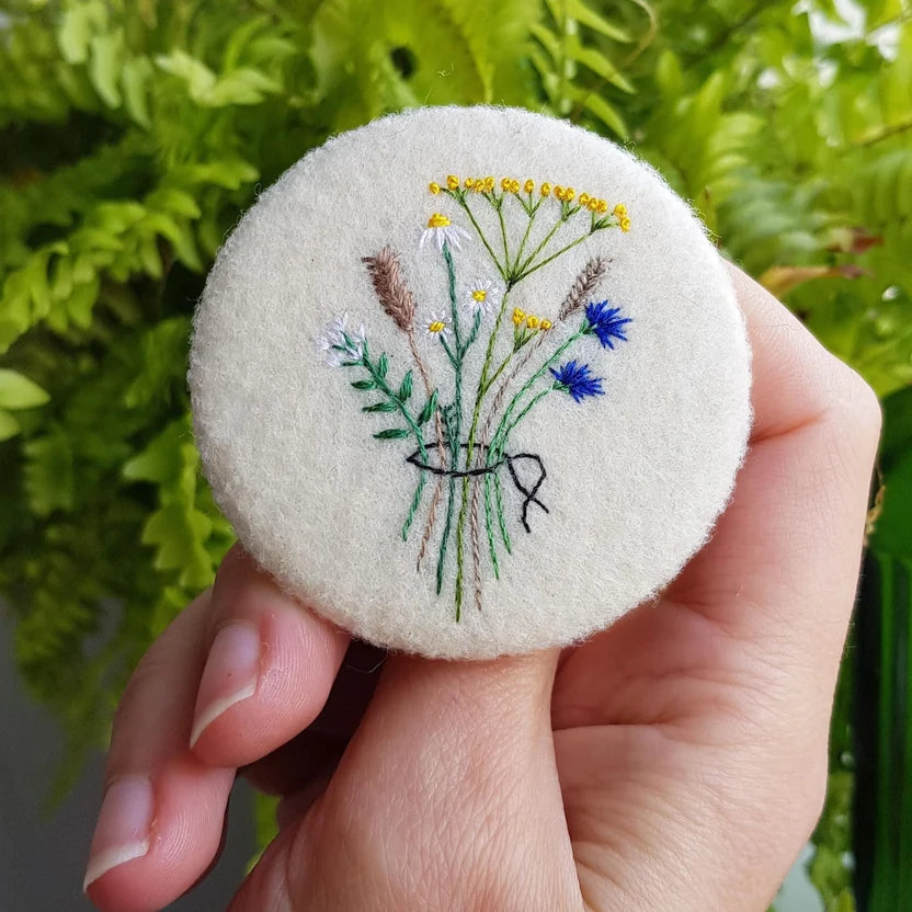 Hand Embroidered Large Floral Badge - AmyPanda_Just Makers