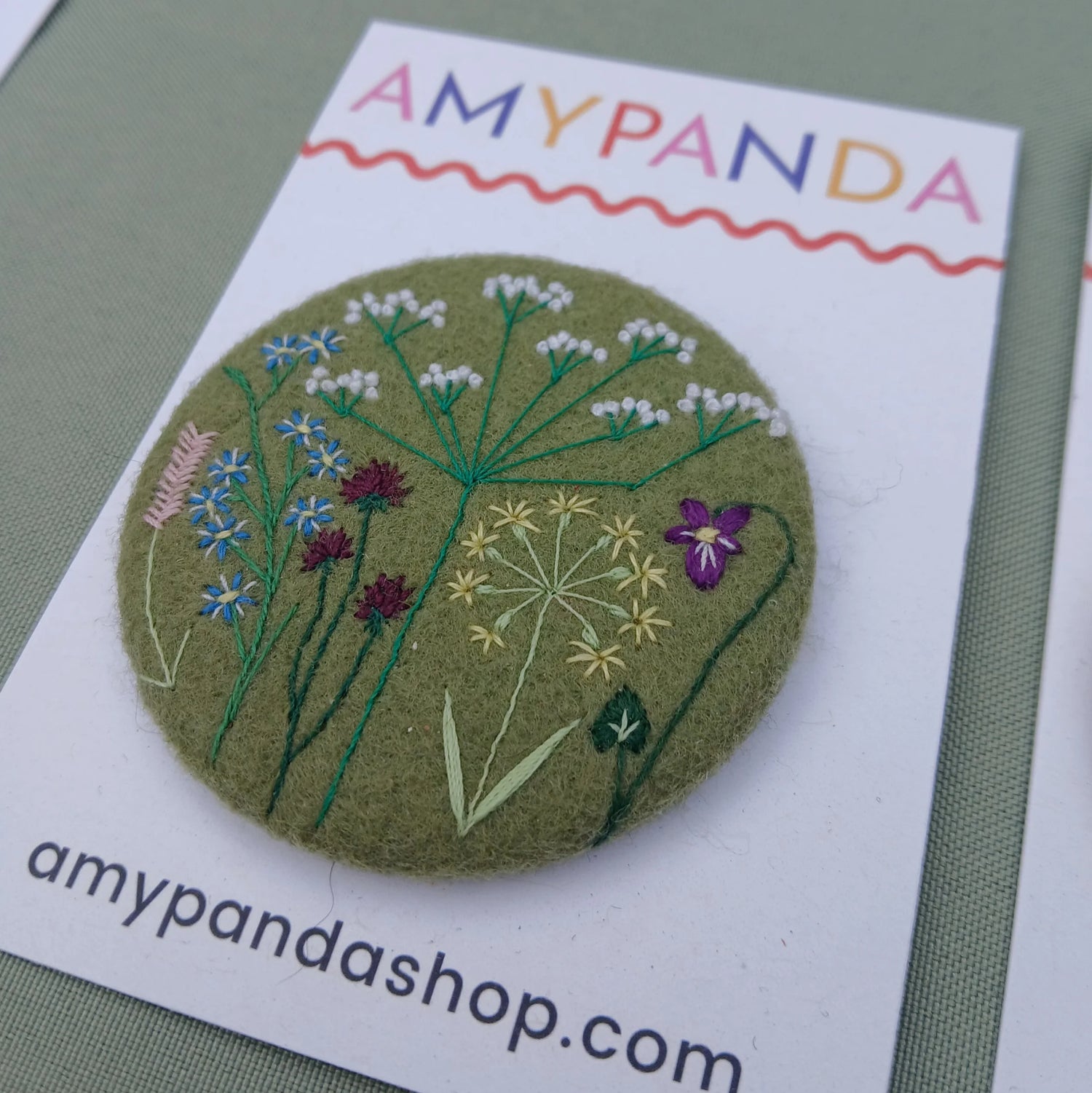 Hand Embroidered Large Floral Badge - AmyPanda_Just Makers