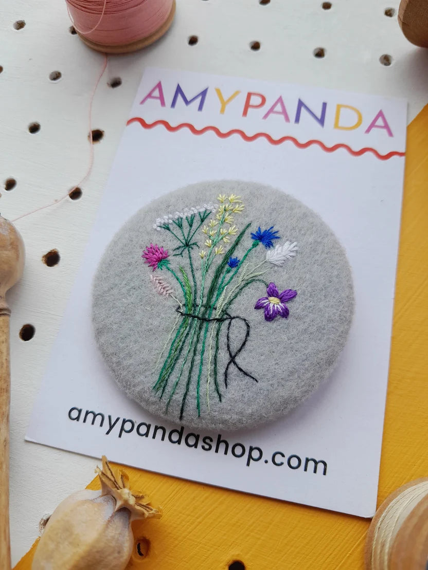 Hand Embroidered Large Floral Badge - AmyPanda_Just Makers