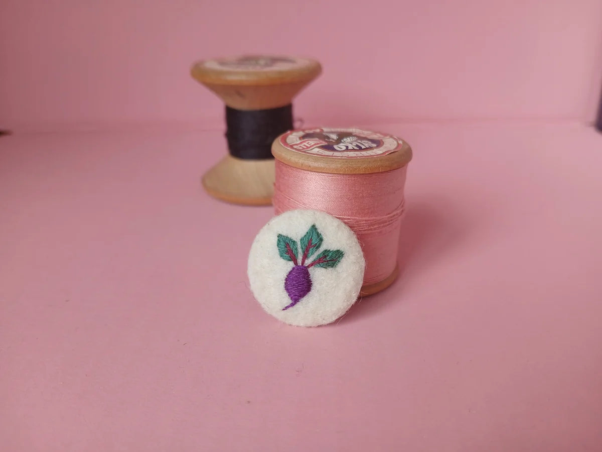 Hand Embroidered Vegetable Badge - AmyPanda_Just Makers