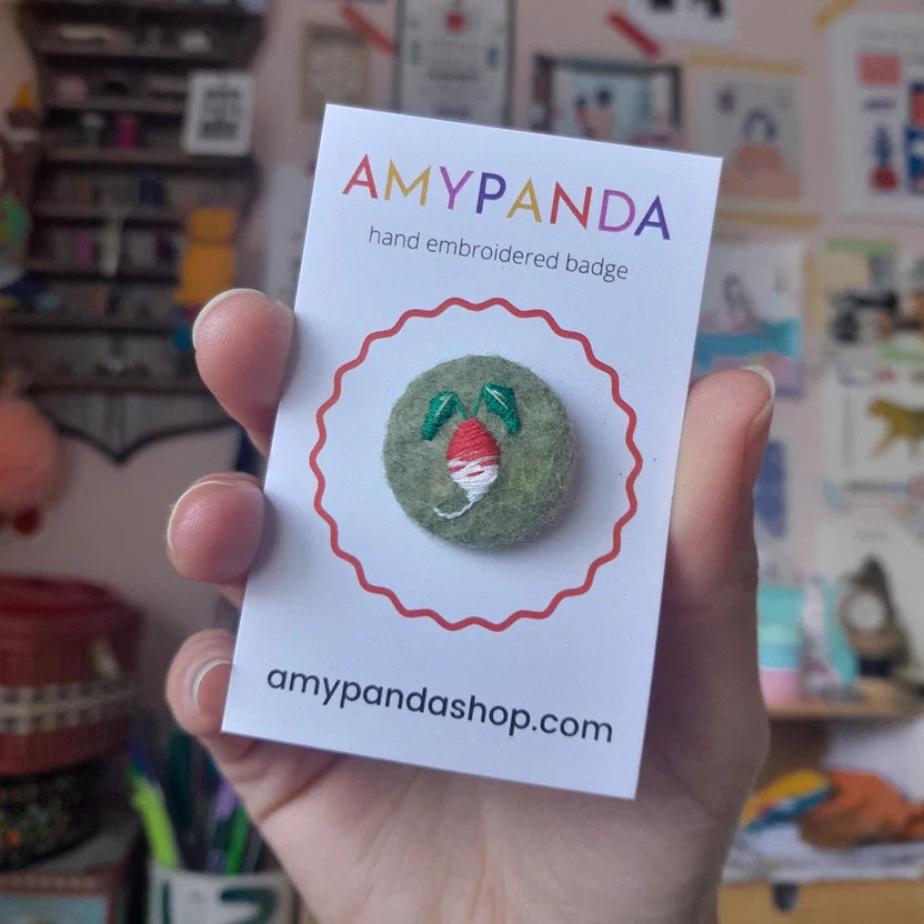 Hand Embroidered Vegetable Badge - AmyPanda_Just Makers
