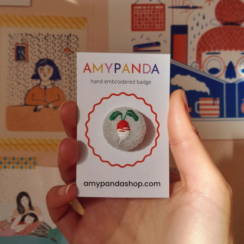 Hand Embroidered Vegetable Badge - AmyPanda_Just Makers