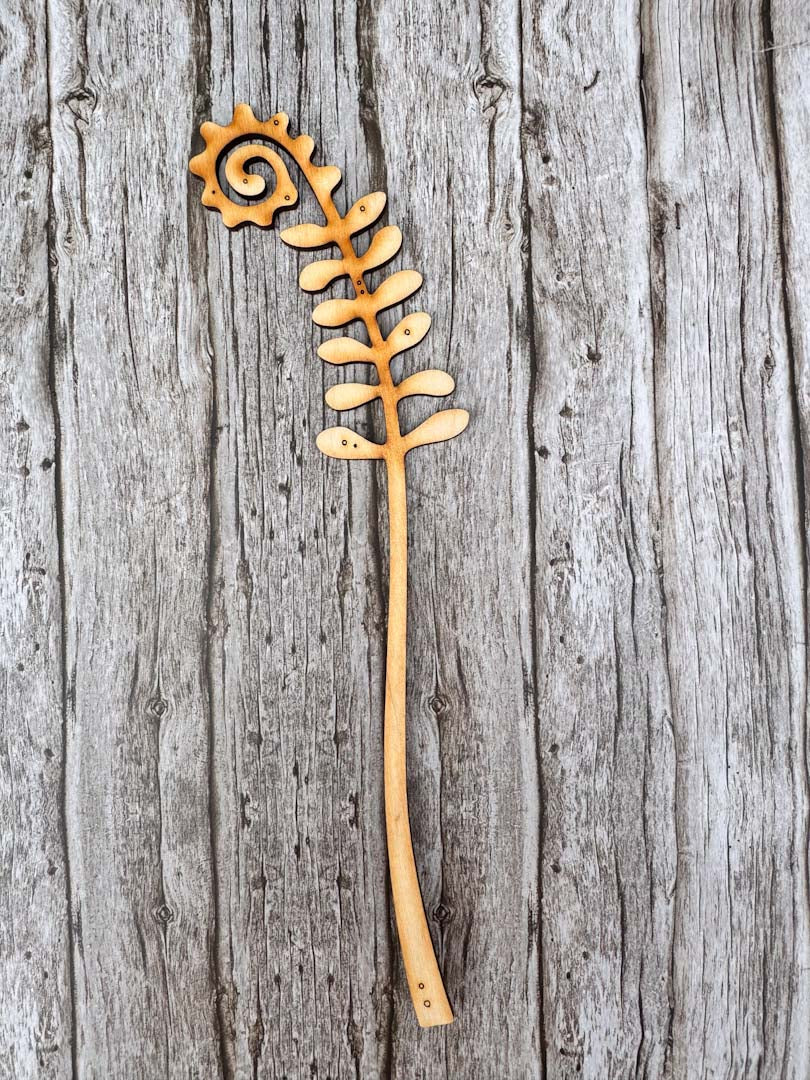 Hand Engraved Curling Leaf Stem - Natty Deco_Just Makers