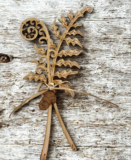 Hand Engraved Fern Duo Stems - Natty Deco_Just Makers