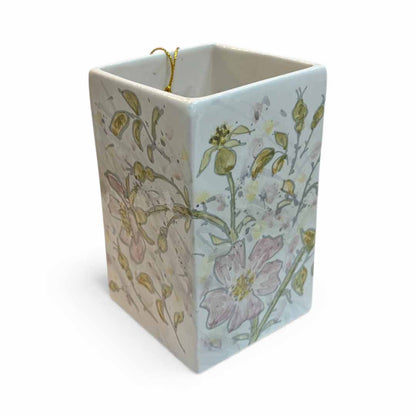 Hand Painted Bird in Blossom Vase - Jenny Blue Art_Just Makers