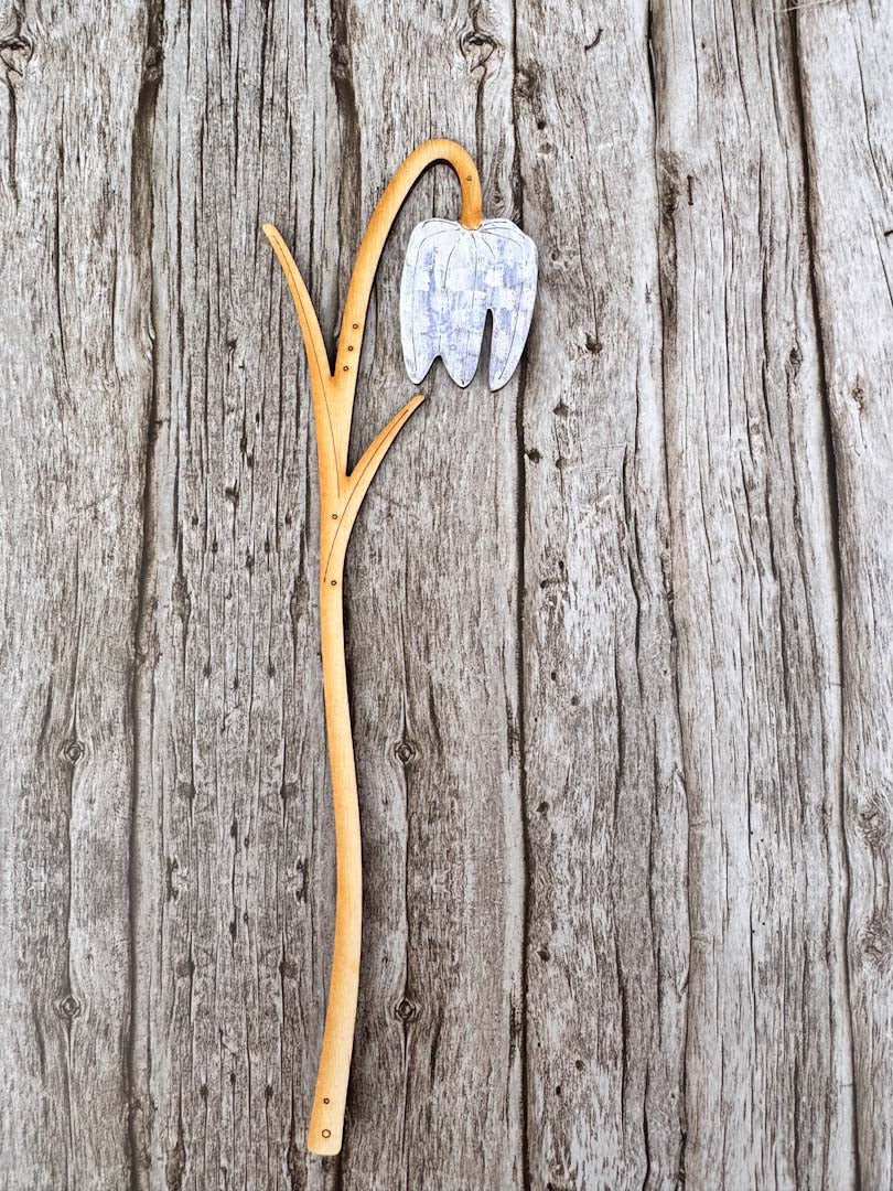 Hand Painted Blue Flower Stem - Natty Deco_Just Makers