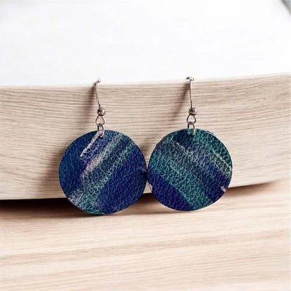 Hand Painted Blue Print Dangly Earrings - Make Harrogate_Just Makers