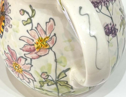 Hand Painted Butterfly and Flowers Jug - Jenny Blue Art_Just Makers