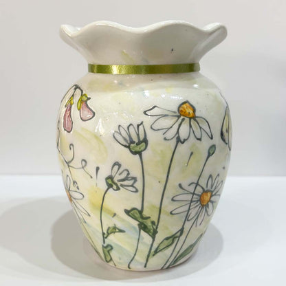 Hand Painted Daisy Vase - Jenny Blue Art_Just Makers