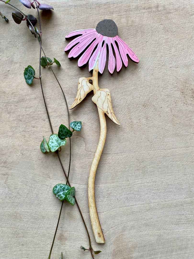 Hand Painted Echinacea Stem - Natty Deco_Just Makers