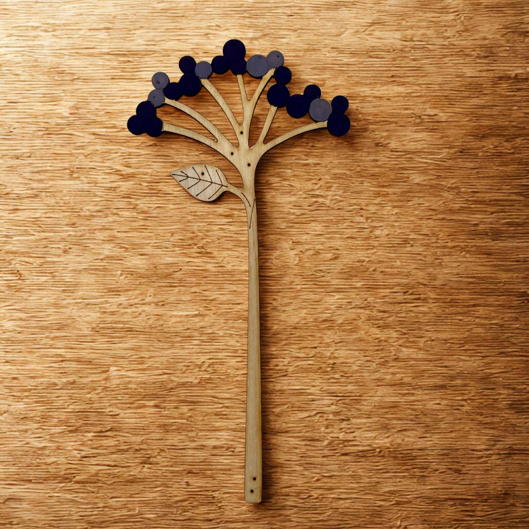 Hand Painted Elderberry Flower Stem - Natty Deco_Just Makers