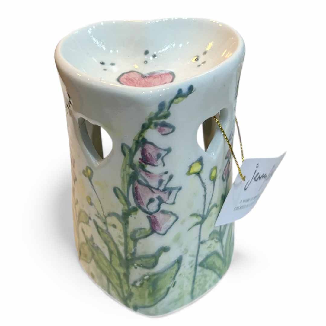 Hand Painted Floral Heart-Shaped Oil or Wax Burner - Jenny Blue Art_Just Makers