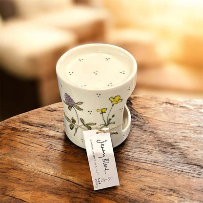 Hand Painted Floral Oil or Wax Burner - Jenny Blue Art_Just Makers2
