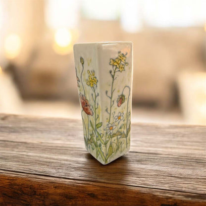Hand Painted Flower Meadow Tube Vase - Jenny Blue Art_Just Makers
