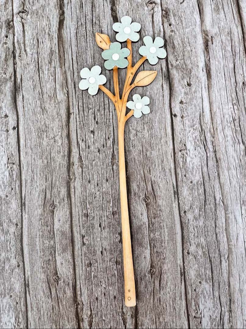 Hand Painted Forget - Me - Not Green Stem - Natty Deco - Just Makers Natty Deco