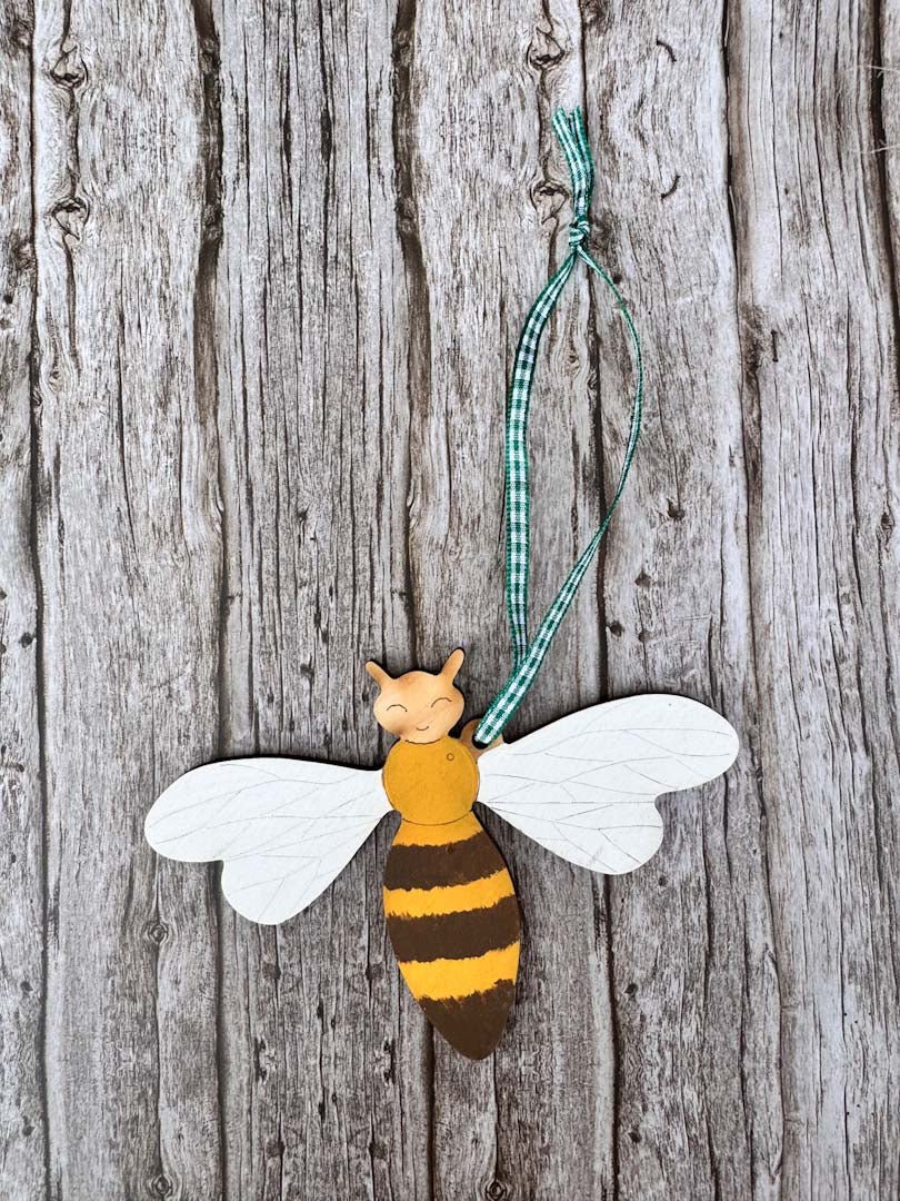 Hand Painted Hanging Bee Decoration - Natty Deco - Just Makers Natty Deco