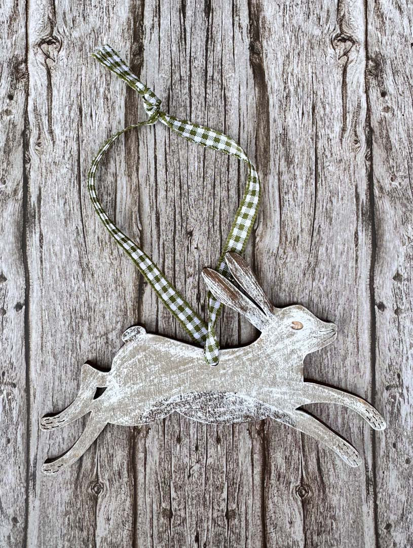Hand Painted Hanging Hare Decoration - Natty Deco_Just Makers