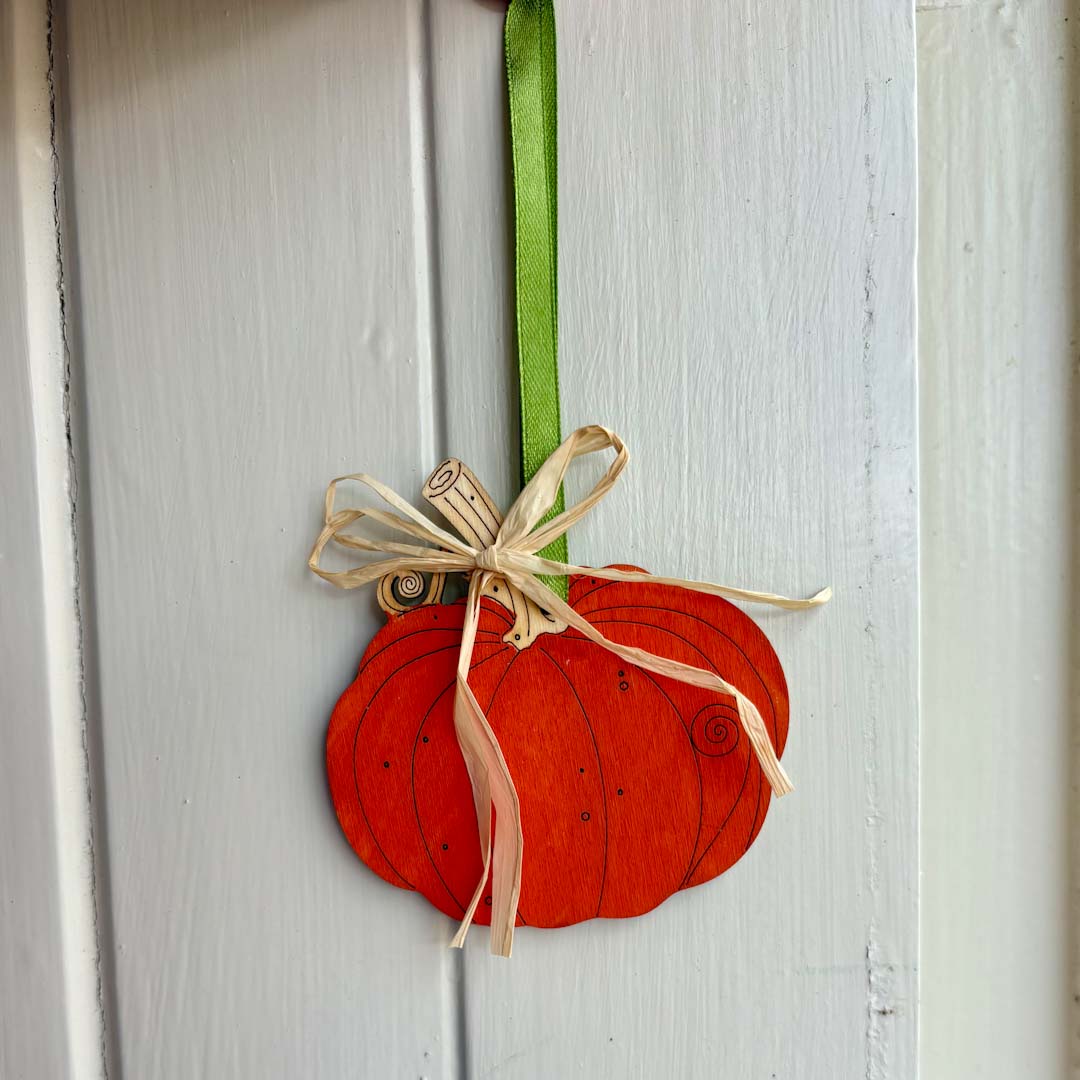 Hand Painted Hanging Pumpkin Decoration - Natty Deco_Just Makers