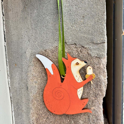 Hand Painted Hanging Squirrel Decoration - Natty Deco_Just Makers