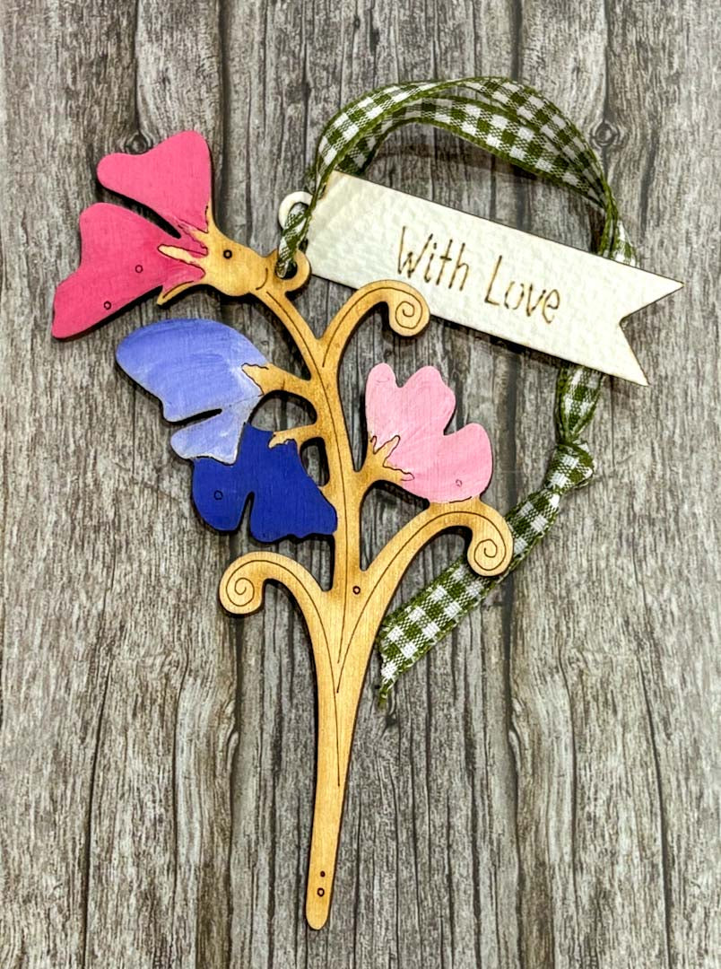 Hand Painted Hanging Sweetpea Decoration - Natty Deco_Just Makers