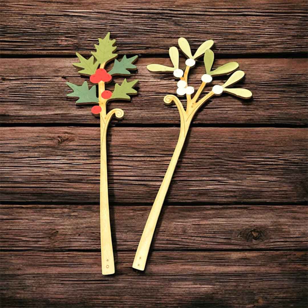 Hand Painted Holly Stem - Natty Deco_Just Makers