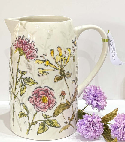 Hand Painted Large Floral Jug - Jenny Blue Art_Just Makers