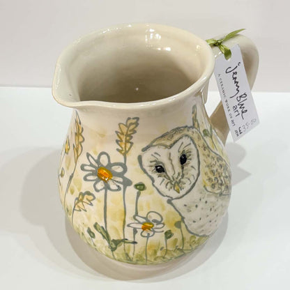 Hand Painted Owl Jug - Jenny Blue Art_Just Makers