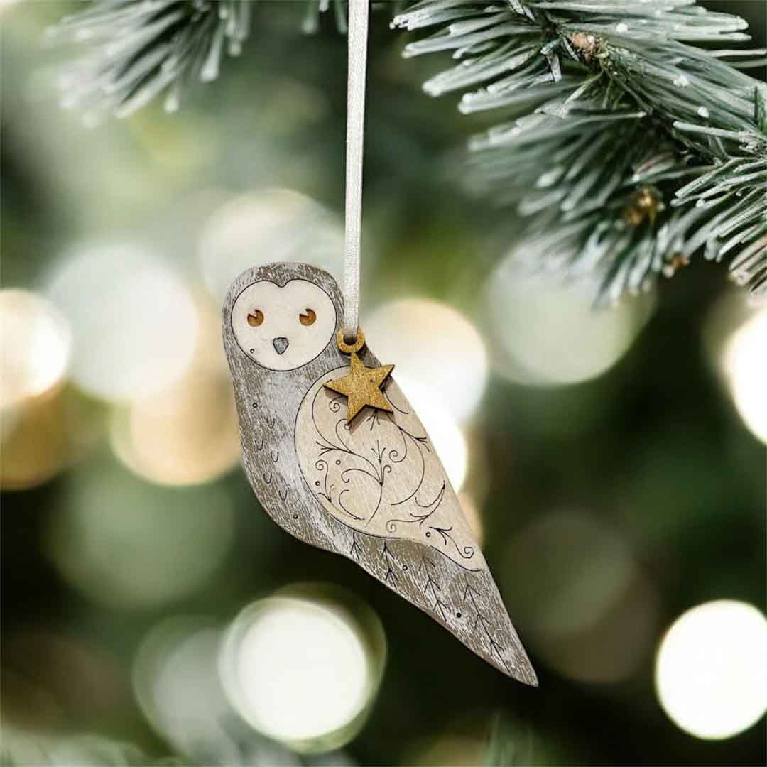 Hand Painted Owl Wooden Decoration - Natty Deco_Just Makers
