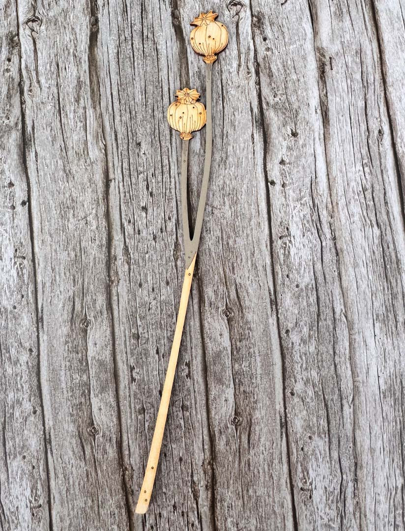 Hand Painted Poppy Seed Head Stem - Natty Deco_Just Makers