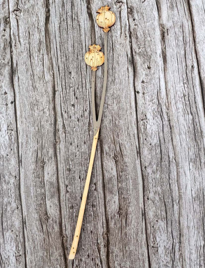 Hand Painted Poppy Seed Head Stem - Natty Deco - Just Makers Natty Deco
