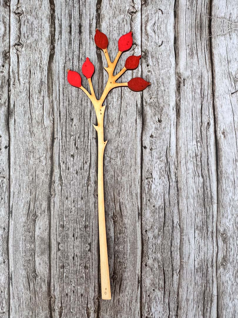 Hand Painted Red Berry Stem - Natty Deco_Just Makers