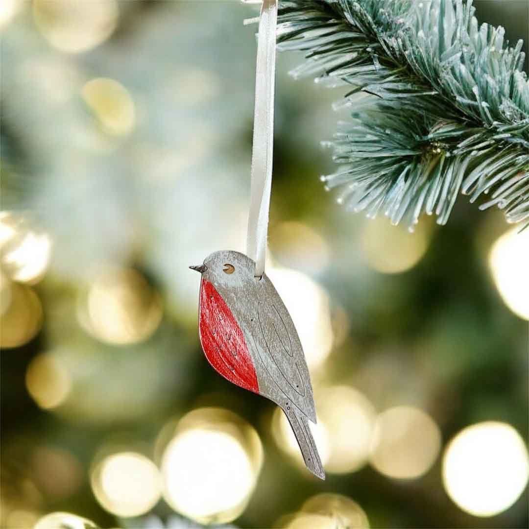 Hand Painted Robin Wooden Decoration - Natty Deco - Just Makers Natty Deco