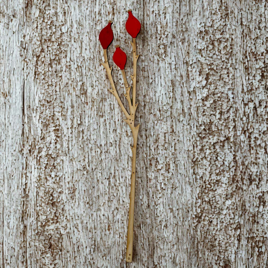 Hand Painted Rosehip Flower Stem - Natty Deco_Just Makers