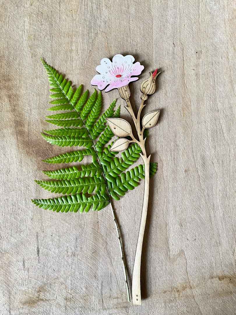 Hand Painted Wild Rose Stem - Natty Deco_Just Makers
