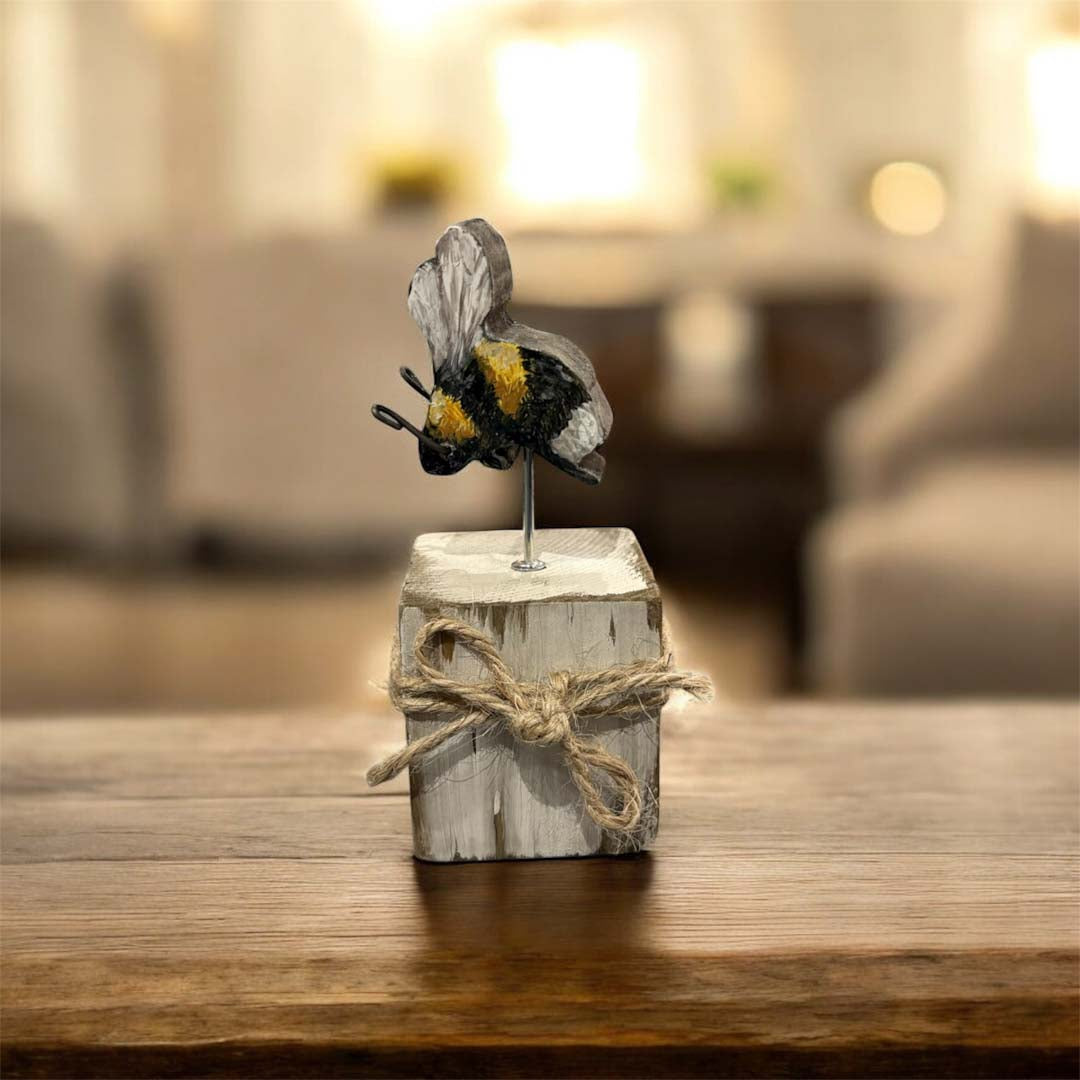 Hand Painted Wooden Bee on Stand - Jenny Blue Art_Just Makers