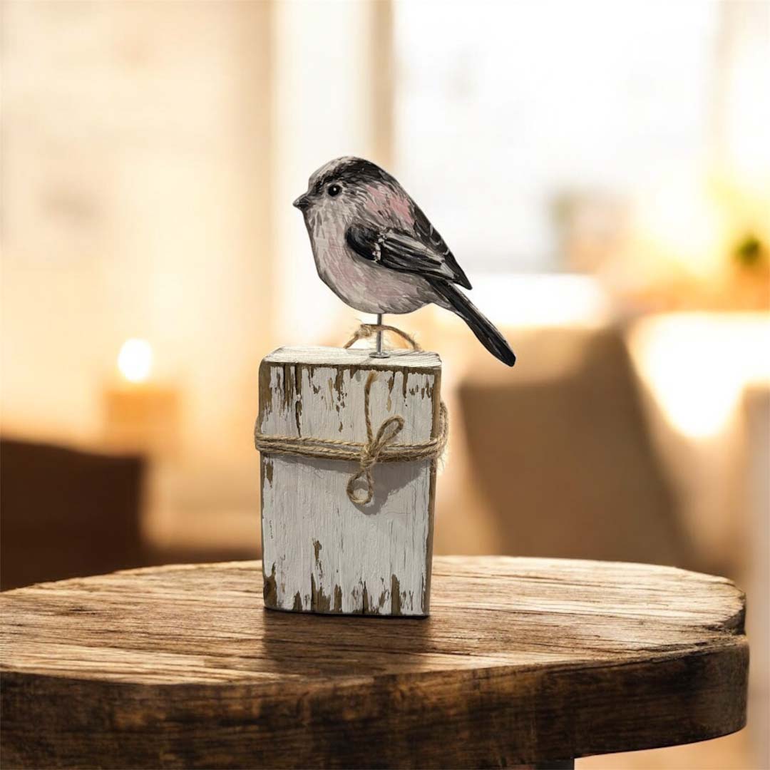 Hand Painted Wooden Bird on Stand - Jenny Blue Art_Just Makers