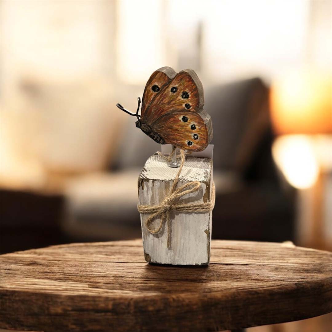 Hand Painted Wooden Butterfly on Stand - Jenny Blue Art_Just Makers