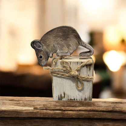 Hand Painted Wooden Mouse on Stand - Jenny Blue Art_Just Makers