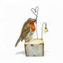 Hand Painted Wooden Robin and Ceramic Snowdrop on Stand - Jenny Blue Art_Just Makers