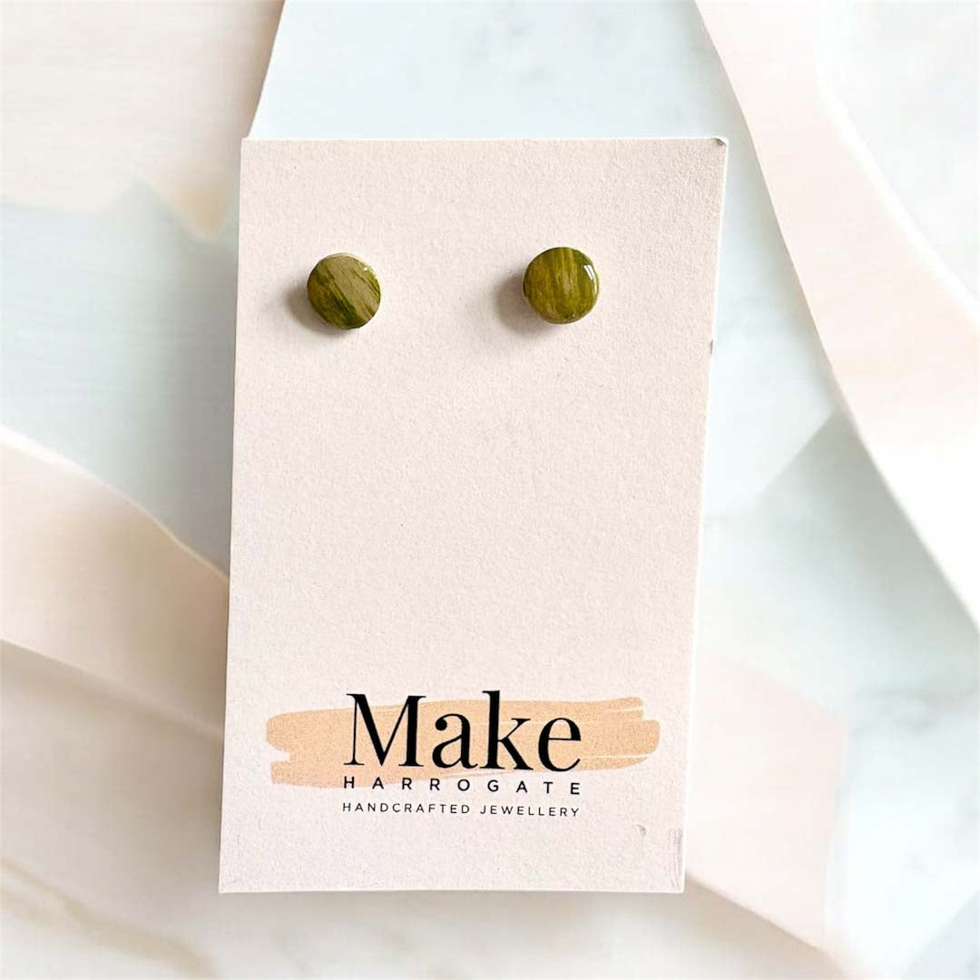Handpainted Button Studs Green Marble - Make Harrogate_Just Makers