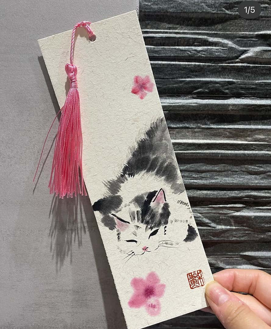Handpainted Cat Bookmark - Su Yao - Just Makers Su Yao Wukong China Art Craft