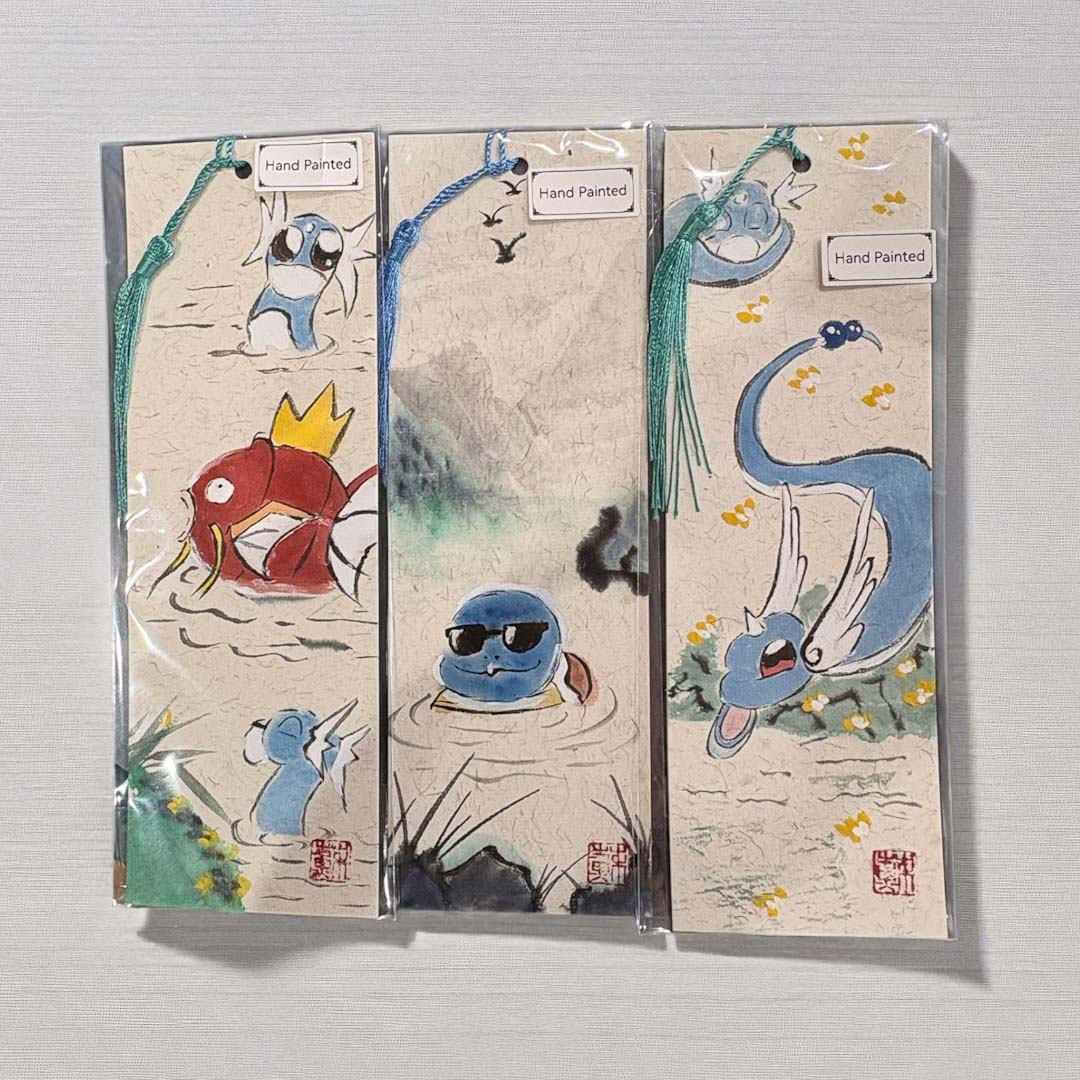 Handpainted Pokemon Blue Bookmark - Su Yao_Just Makers
